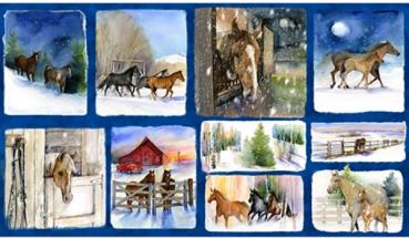 Horses on the Path - Pferde-Panel 60x112 cm
